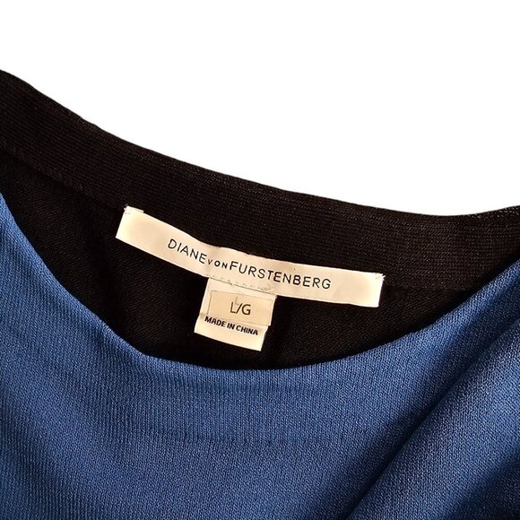 Diane Von Furstenberg Aina Color Block Mini Dress, 3/4 Sleeve, Stretch, Size L - Picture 8 of 10